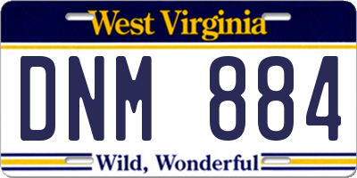 WV license plate DNM884