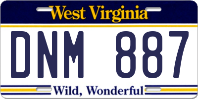 WV license plate DNM887