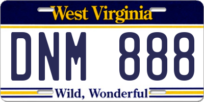 WV license plate DNM888