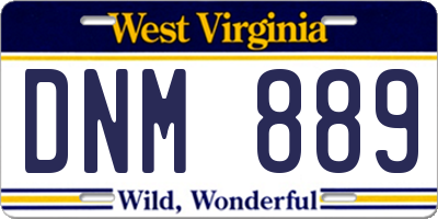 WV license plate DNM889