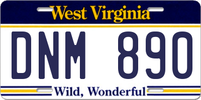 WV license plate DNM890