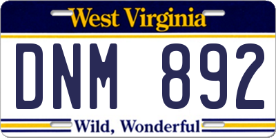 WV license plate DNM892