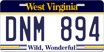 WV license plate DNM894