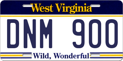 WV license plate DNM900