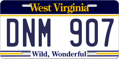 WV license plate DNM907