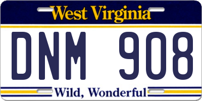 WV license plate DNM908