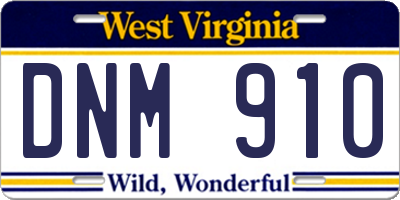WV license plate DNM910