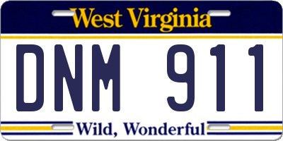 WV license plate DNM911