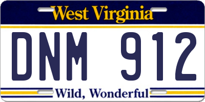 WV license plate DNM912