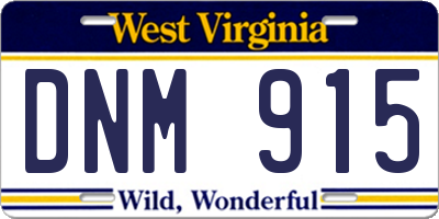 WV license plate DNM915