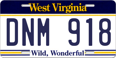 WV license plate DNM918