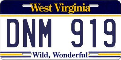 WV license plate DNM919