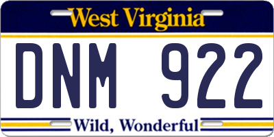WV license plate DNM922
