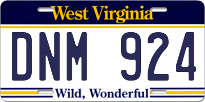 WV license plate DNM924