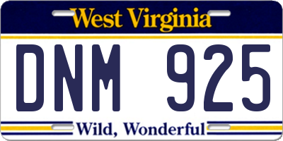 WV license plate DNM925