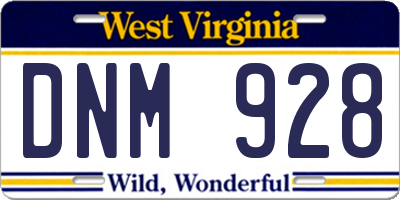 WV license plate DNM928