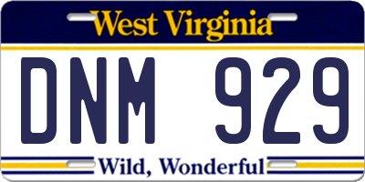 WV license plate DNM929