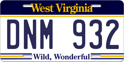 WV license plate DNM932
