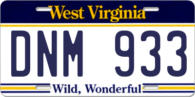 WV license plate DNM933
