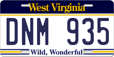 WV license plate DNM935