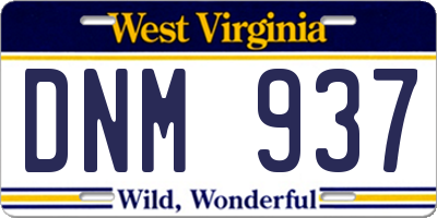 WV license plate DNM937