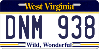WV license plate DNM938
