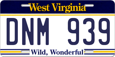 WV license plate DNM939