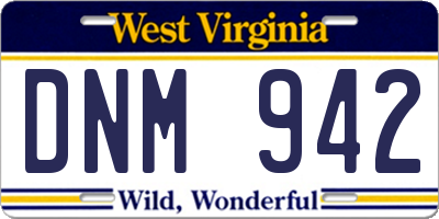 WV license plate DNM942
