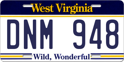 WV license plate DNM948