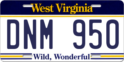 WV license plate DNM950