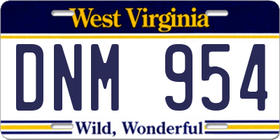 WV license plate DNM954
