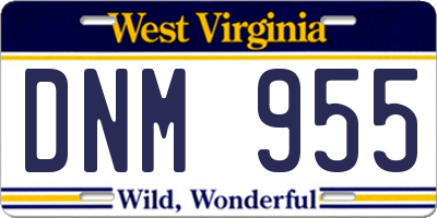 WV license plate DNM955