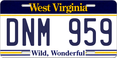 WV license plate DNM959