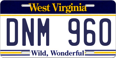 WV license plate DNM960