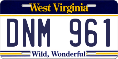 WV license plate DNM961