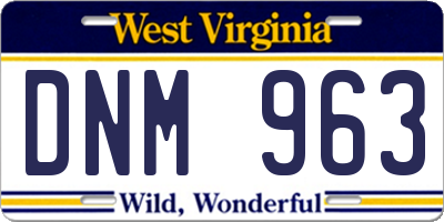 WV license plate DNM963