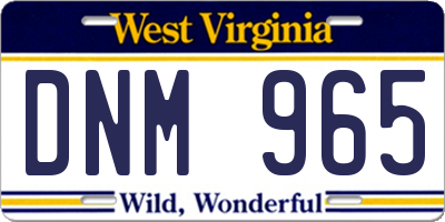WV license plate DNM965