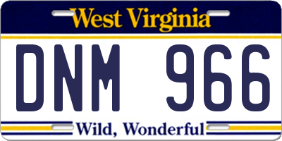 WV license plate DNM966