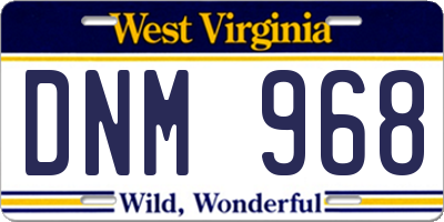 WV license plate DNM968