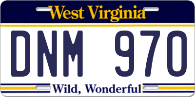 WV license plate DNM970