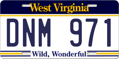 WV license plate DNM971