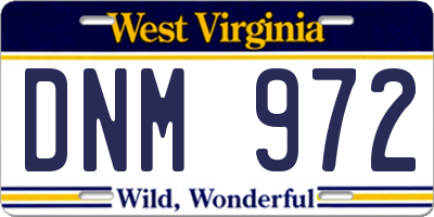 WV license plate DNM972