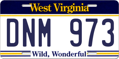 WV license plate DNM973