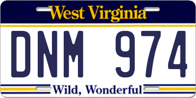 WV license plate DNM974