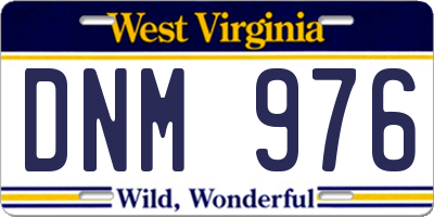WV license plate DNM976