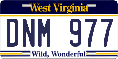 WV license plate DNM977