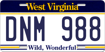 WV license plate DNM988