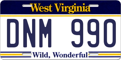 WV license plate DNM990