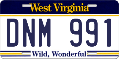 WV license plate DNM991