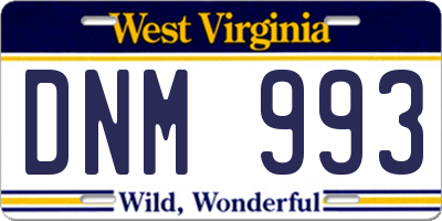 WV license plate DNM993